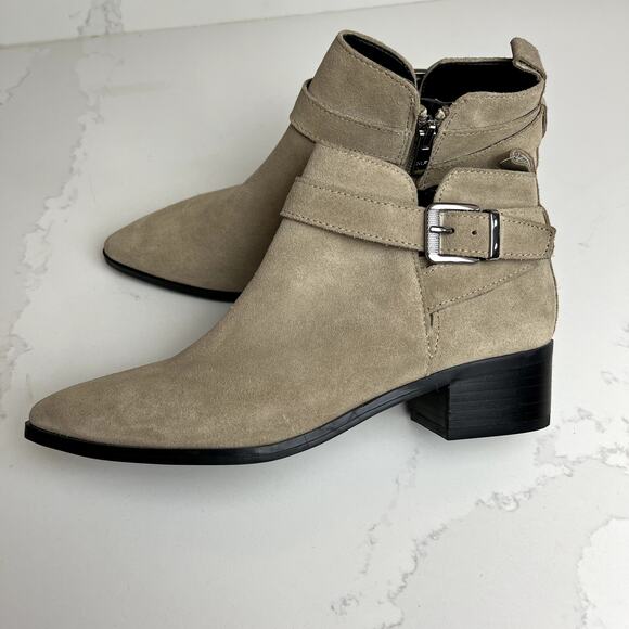 Marc Fisher Ireene Tan Suede Leather Strappy Buckle Bootie Pointed Toe Womens 7 - Picture 5 of 11